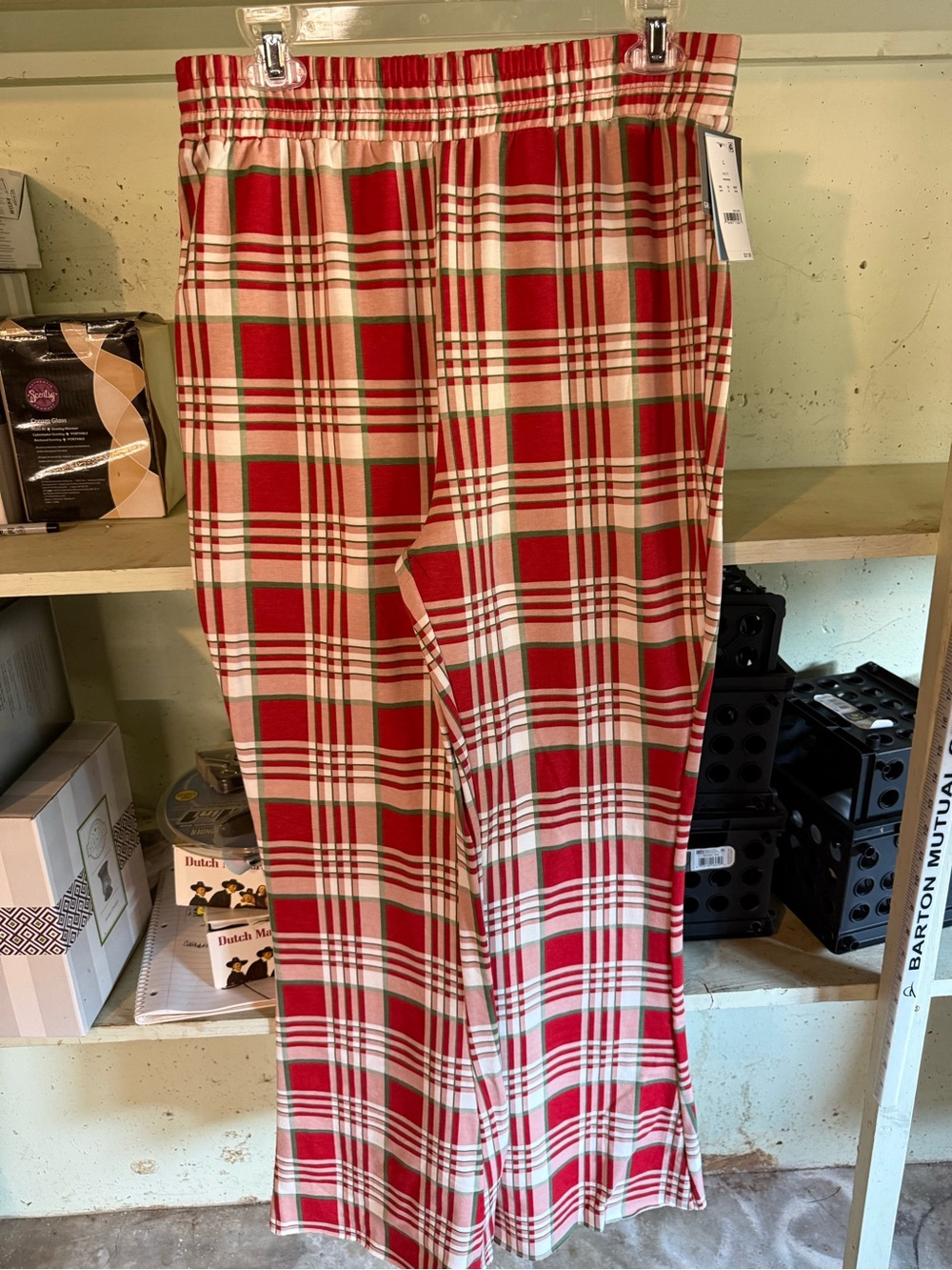 George Red Plaid Boot Cut Pants